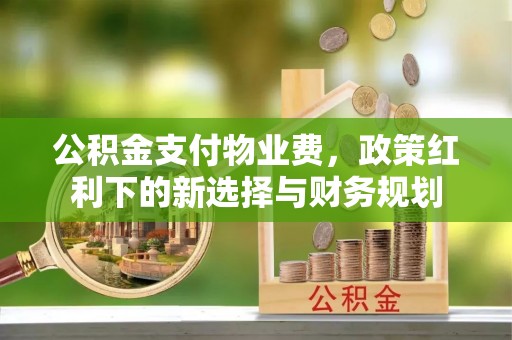 市南公积金支付物业费，政策红利下的新选择与财务规划